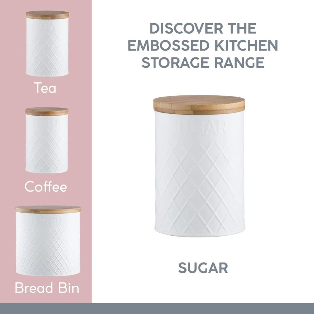 Typhoon Embossed White Sugar Storage Canister - Additional view