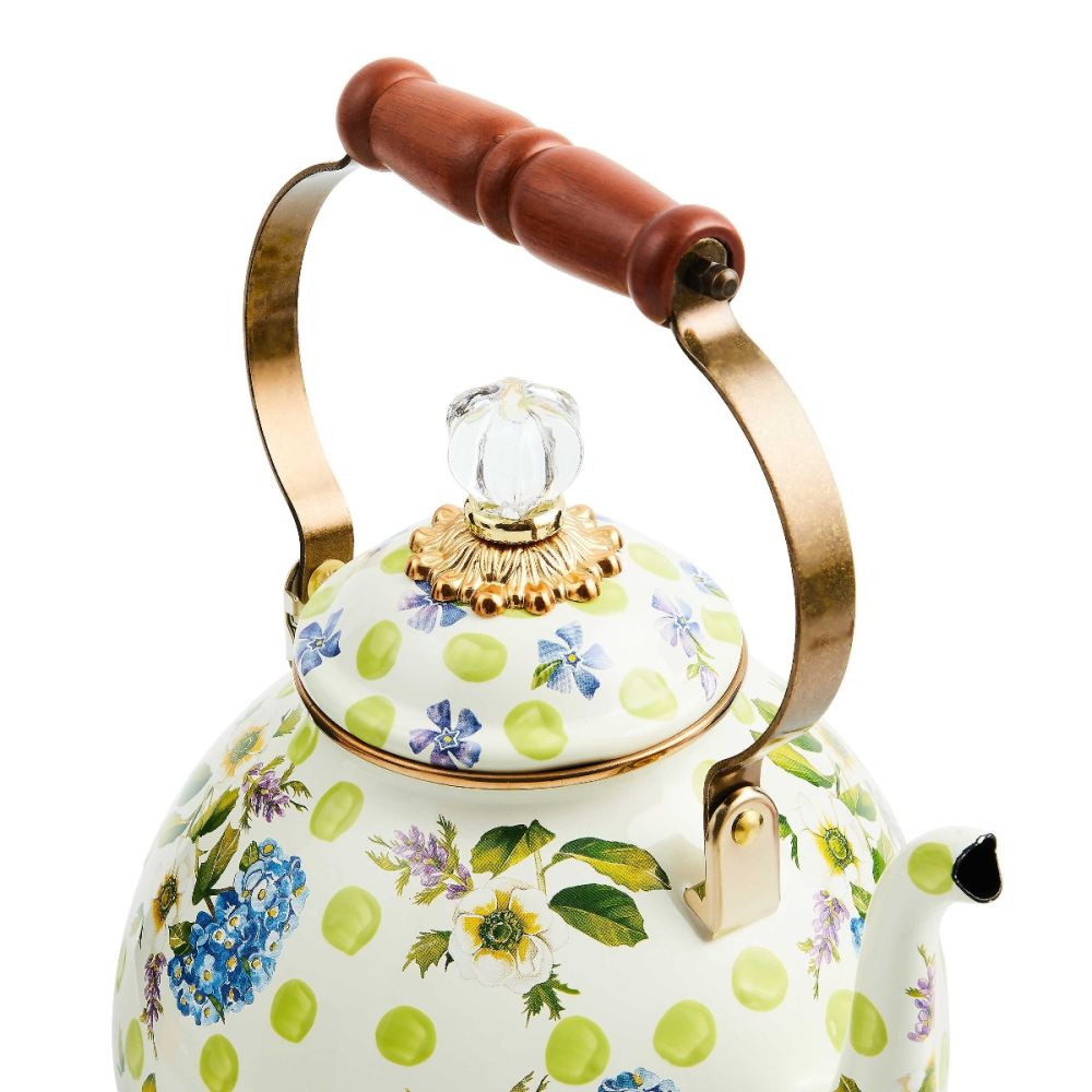 MacKenzie-Childs Wildflowers Green 3 Qt. Tea Kettle - Additional view