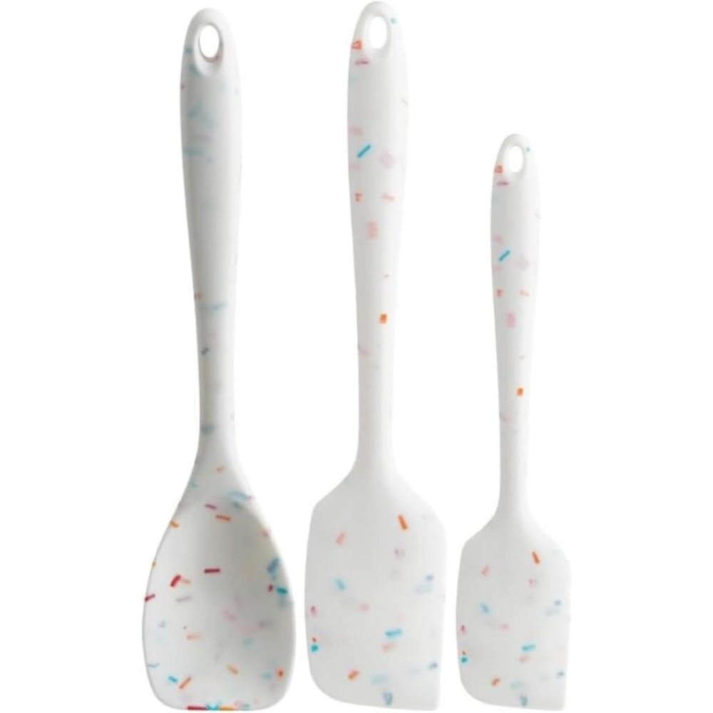Trudeau White Confetti Silicone Spatulas - Set of 3