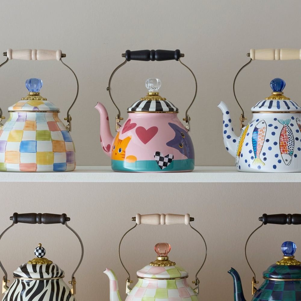 MacKenzie-Childs Tea Kettle Collective 2-Quart Tea Kettle | Confetti Check - Additional view