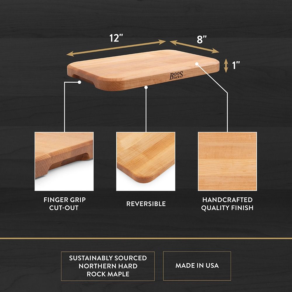 John Boos 4-Cooks Series Cutting Board (12  x 8  x 1 ) | Northern Hard Rock Maple - Additional view
