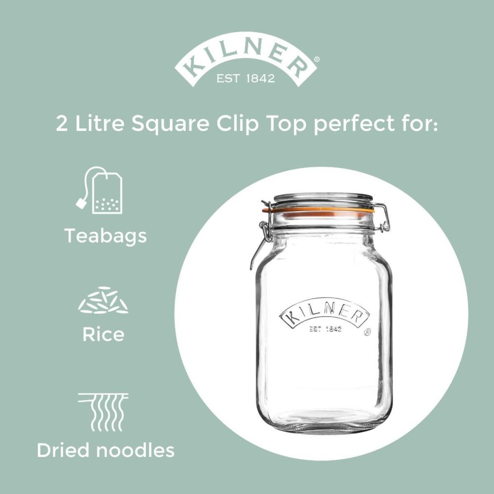 Kilner Swing Top Square Glass Jar | 2L - Additional view