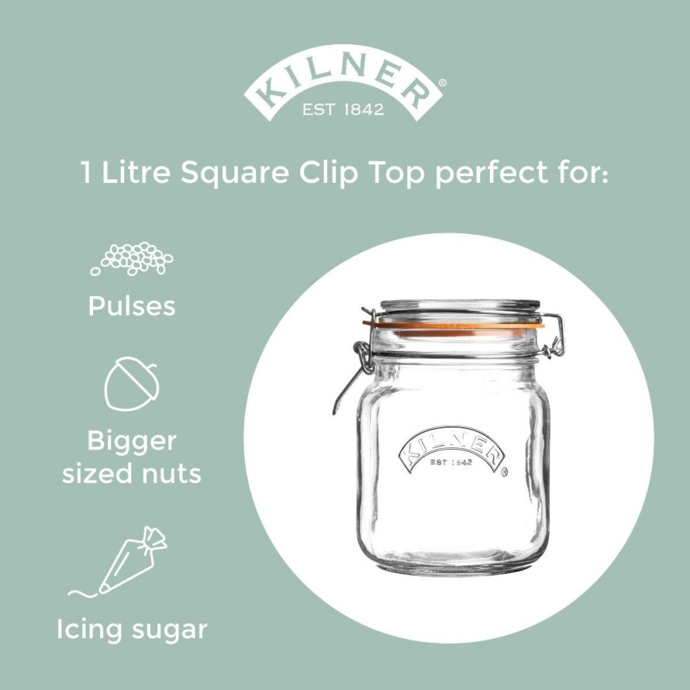 Kilner Swing Top Square Glass Jar | 1L - Additional view