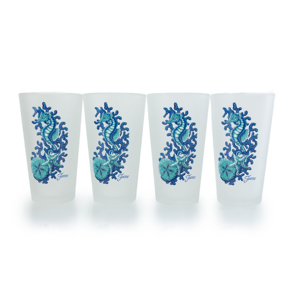 Fiesta® 16oz Tapered Cooler Glassware (Set of 4) | Coastal Seahorse