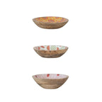 Hazel Mazel Mango Wood and Enamel Fruit Bowls | Set of 3