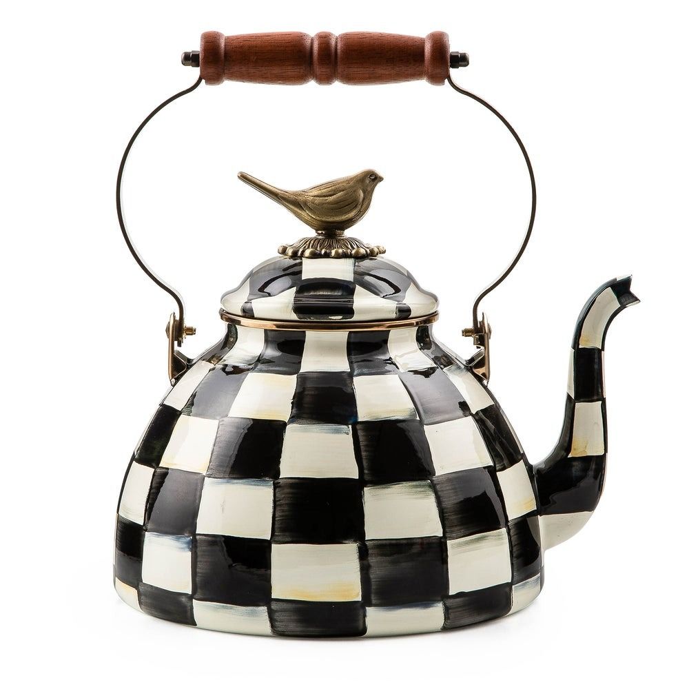 MacKenzie-Childs Courtly Check 3 Qt. Tea Kettle with Bird