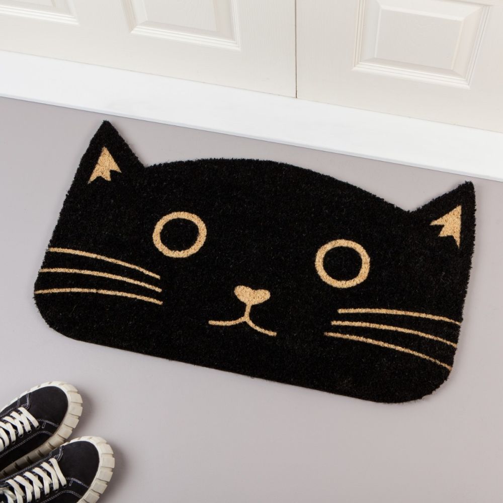 Danica Jubilee Coir Fiber Doormat | Black Cat Shaped - Additional view