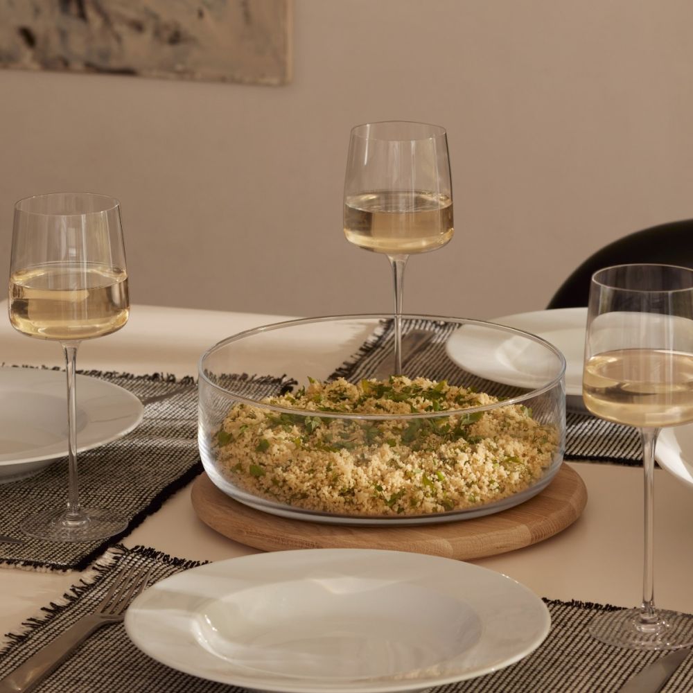 LSA Dine Glass Bowl/Container 10.5  x 4  with Oak Lid - Additional view