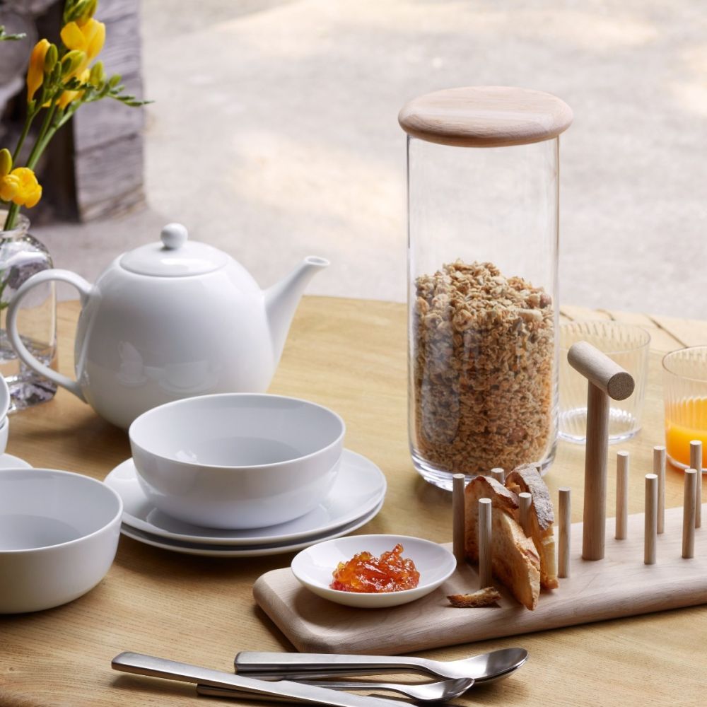 LSA Dine Glass Container 5  x 11  with Oak Lid - Additional view