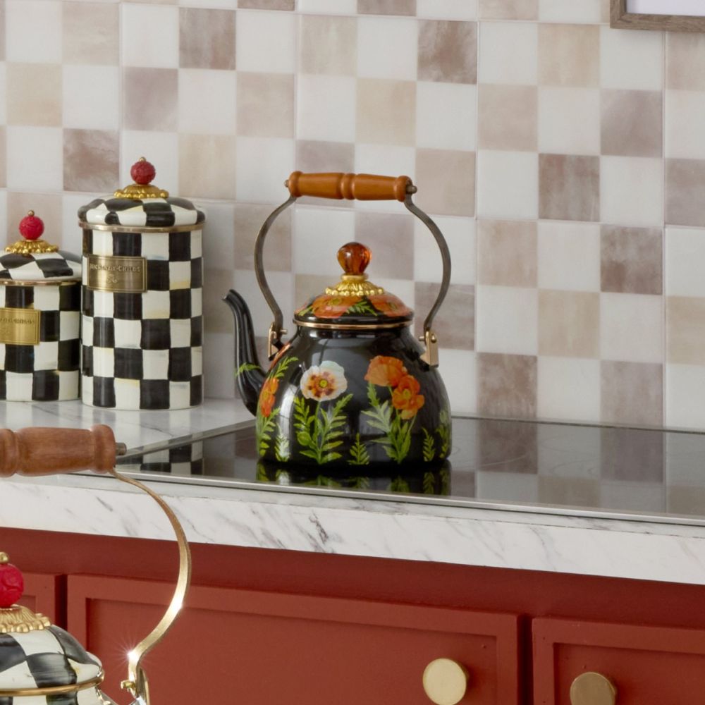 MacKenzie-Childs Tea Kettle Collective 2-Quart Tea Kettle | Poppy - Additional view