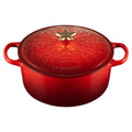 Le Creuset Signature Holiday Tree 4.5 Qt. Round Dutch Oven with Gold Star Knob | Cerise