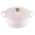 Le Creuset Signature Holiday Tree 4.5 Qt. Round Dutch Oven with Gold Star Knob | Shell Pink