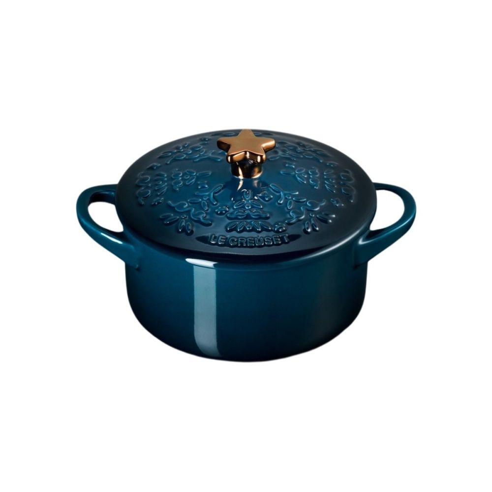 Le Creuset Stoneware 24oz Mini Round Cocotte with Gold Star Knob | Nuit