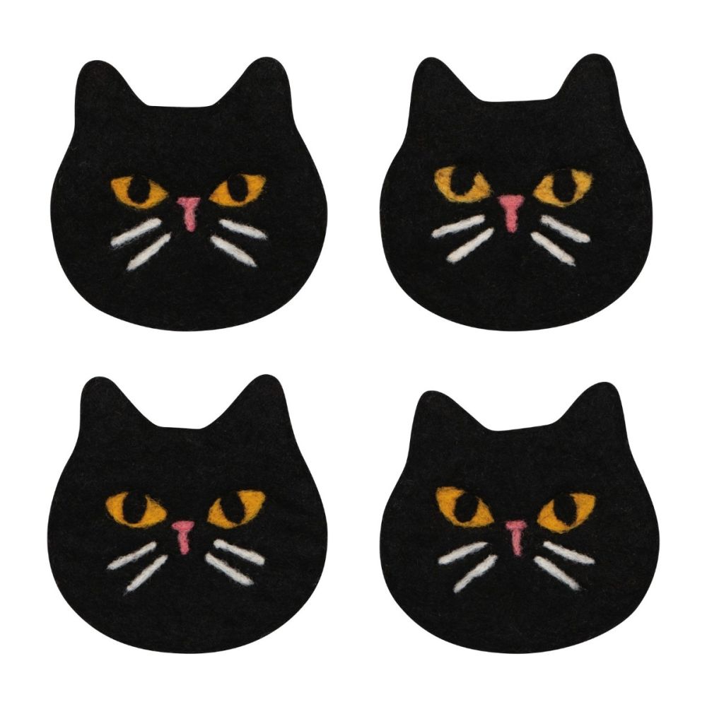 Danica Jubilee Felt Coasters (Set of 4) | Black Cat