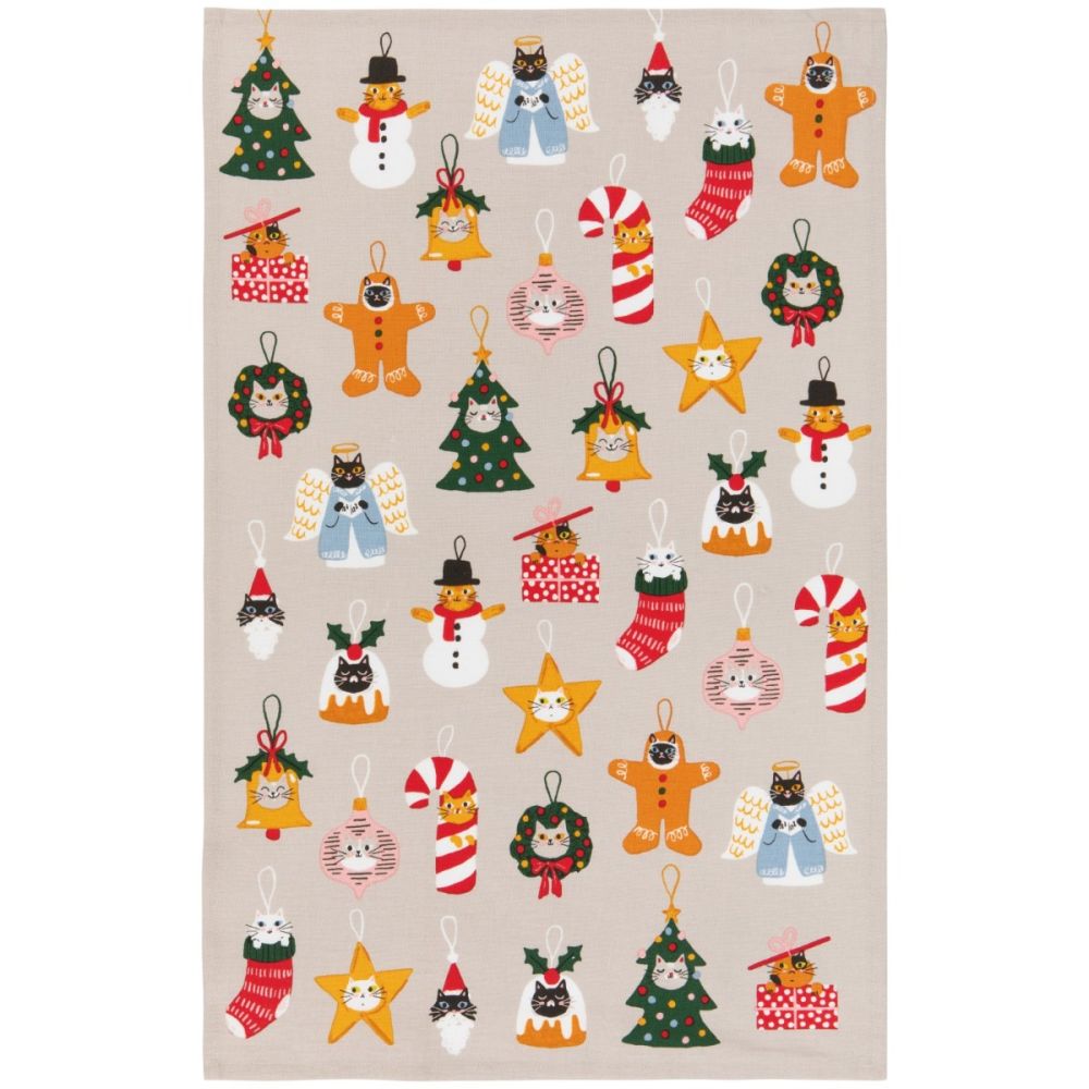 Danica Jubilee Printed Christmas Dishtowel | Bauble Cats