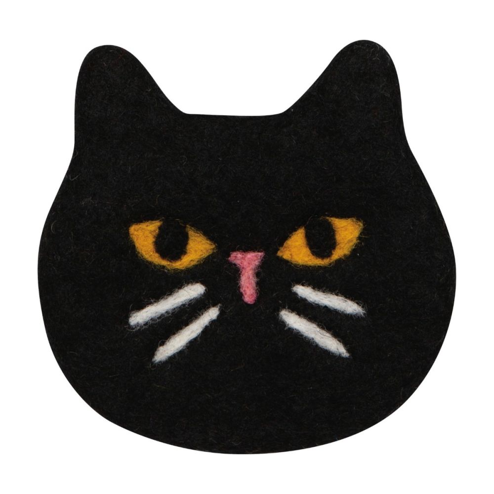 Danica Jubilee Felt Coasters (Set of 4) | Black Cat - Additional view