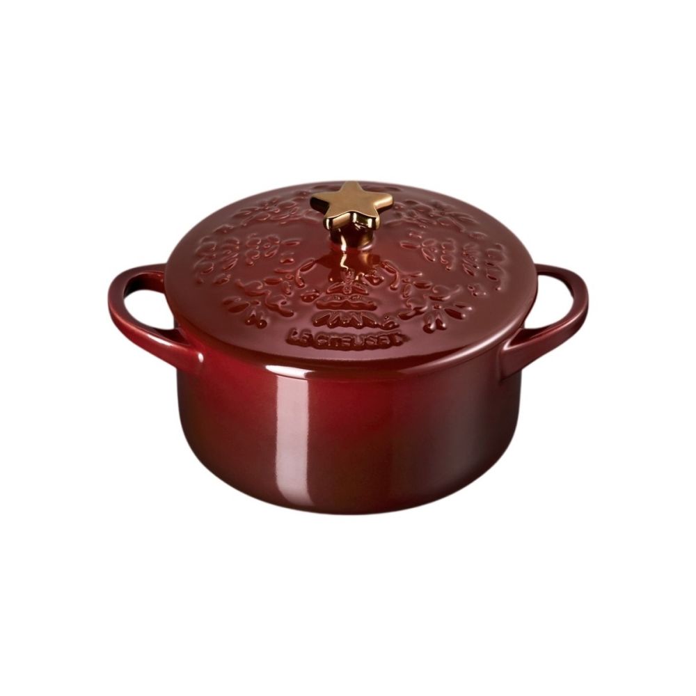 Le Creuset Stoneware 24oz Mini Round Cocotte with Gold Star Knob | Garnet