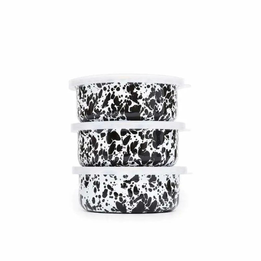 Crow Canyon 3-Piece 14oz Storage Bowl Set | Black Splatter