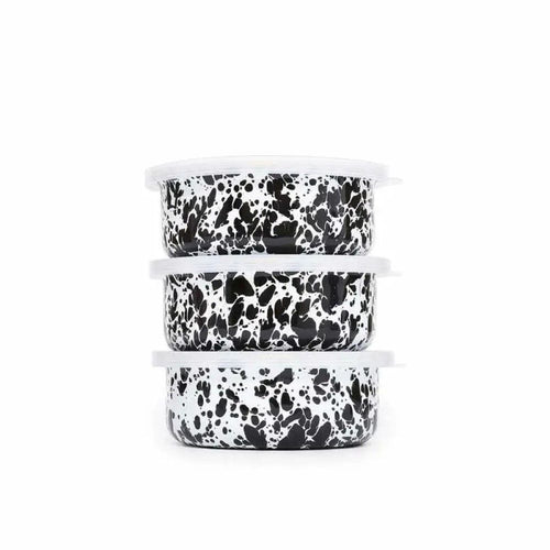 Crow Canyon 3-Piece 14oz Storage Bowl Set | Black Splatter
