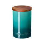 Le Creuset Signature 26oz Stoneware Canister with Acacia Wood Lid | Blue Riviera
