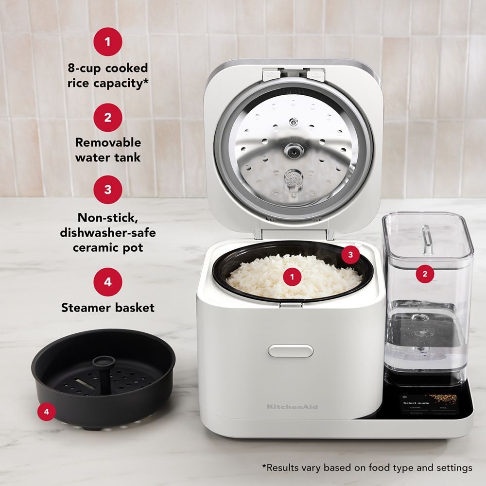 KitchenAid Grain and Rice Cooker | Porcelain White - Additional view