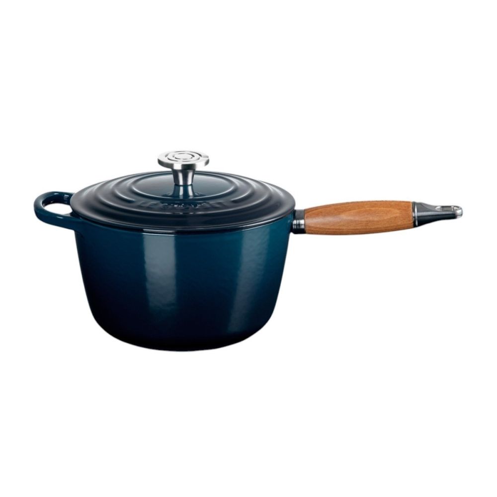 Le Creuset Alpine Signature Round Wood Handle 2.25 Qt. Saucepan with Crucible Stainless Steel Knob | Nuit
