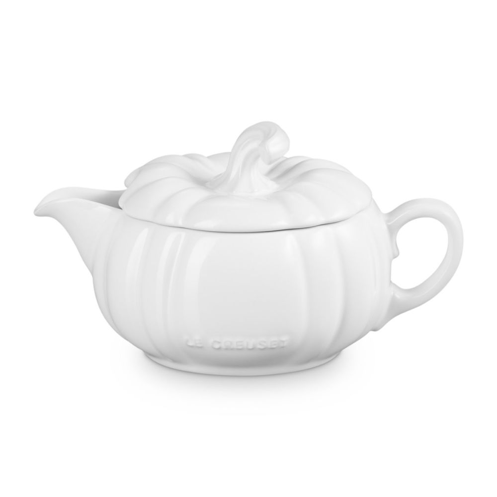 Le Creuset Pumpkin Gravy Boat with Lid | White
