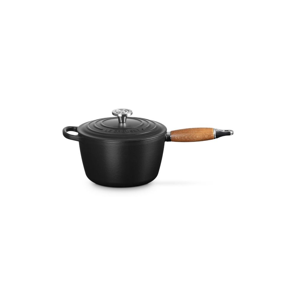 Le Creuset Alpine Signature Round Wood Handle 2.25 Qt. Saucepan with Crucible Stainless Steel Knob | Licorice