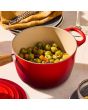 Le Creuset Alpine Signature Round Wood Handle 2.25 Qt. Saucepan with Crucible Stainless Steel Knob | Cerise - Additional view