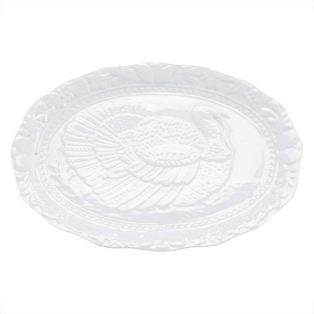 Harold Imports Turkey Platter and Serving Tray: 17.5 , White Porcelain