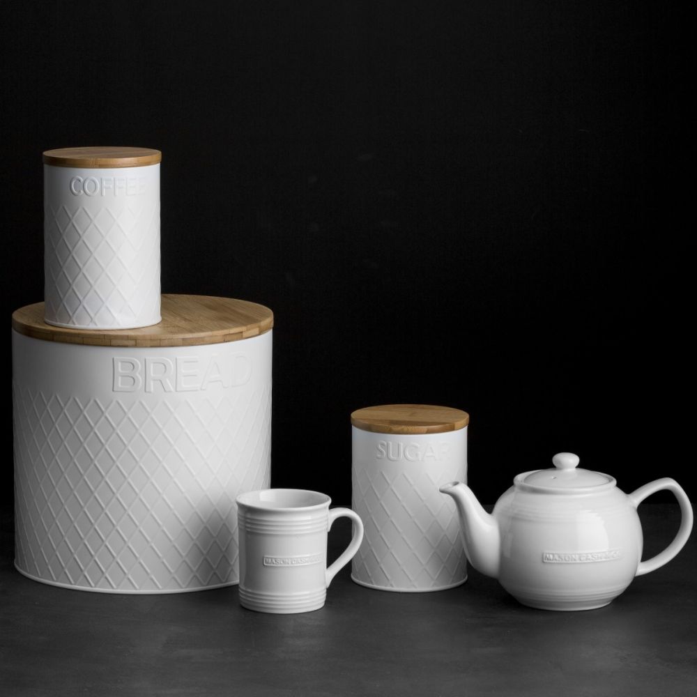 Typhoon Embossed White Tea Storage Canister - Additional view