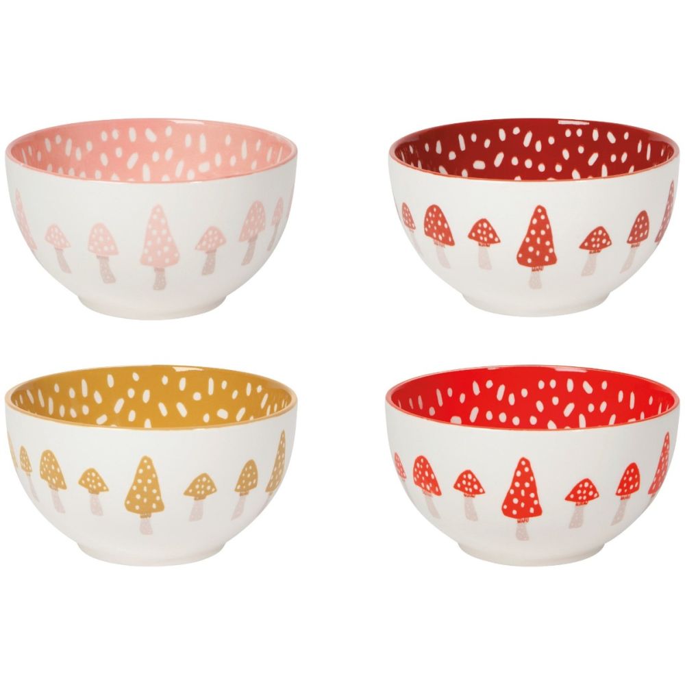 Danica Jubilee Mushroom-Print 14oz Everyday Bowls (Set of 4) | Toadstool